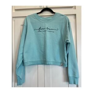 Ladies Corded aqua color Cropped sweatshirt FLORA-BAMA 100% Cotton L